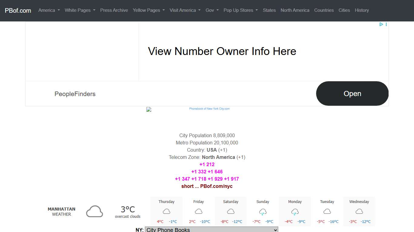 Phone Book of New York City.com +1 212 - Directory